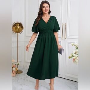 Chic Forest Green Midi Dress